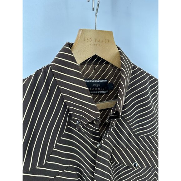 Sergio Vadducci 90’s Western Rodeo Short Sleeve Pearl Button Strip Shirt Size L - Picture 10 of 13